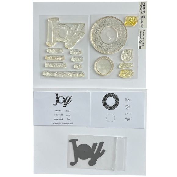 Papertrey Ink Wonderful Words Joy Stamp Die Set & Framed Out #9 Christmas - Picture 1 of 7